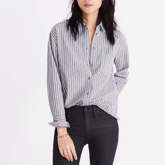 Tops - Madewell Flannel Westward Shirt in Stripe